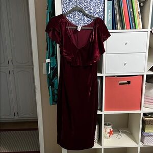 Unique Vintage Burgundy Velvet Dress